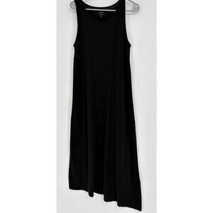 Pure Jill Black Capsule Sz M Tall PJ V Neck Asymmetrical 51” Maxi Dress READ